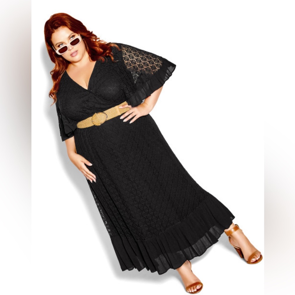 City chic Holland black lace maxi dress size 16W new in package.
